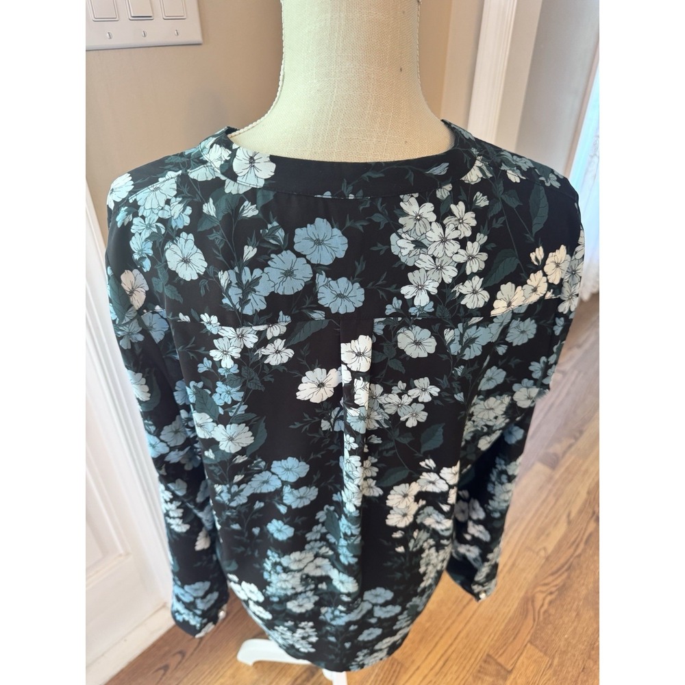 Karl Lagerfeld Floral Print Blouse Shirt Tunic Top Size Large - Picture 5 of 15